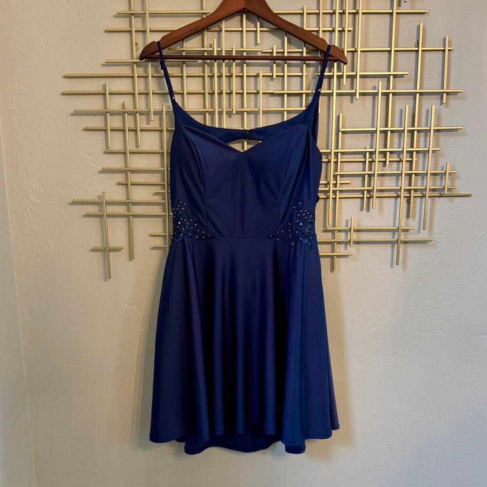 City Studio Navy Rhinestone Lace Homecoming Dress 15/16 XL